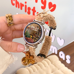 uhada适用华为GT6表带新年款 羊毛卷磁吸华为gt5表带秋冬毛绒女gt4表带创意watch4手表表带表带gt3小红书同款