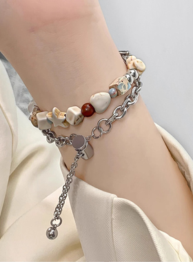 uhada适用小米手环10表带双层星际碎石手链小米手环9表带天然石小米手环串珠小米手环8表带小米手环9pro表带