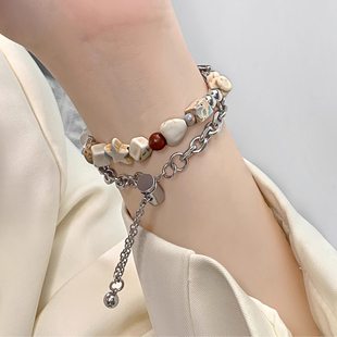 uhada适用小米手环10表带双层星际碎石手链小米手环9表带天然石小米手环串珠小米手环8表带小米手环9pro表带