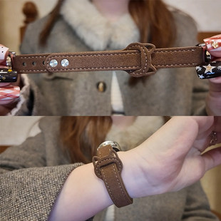 uhada适用小米手环10表带9/8nfc通用表带可爱猫咪耳双钉小米手环9表带高级感翻毛皮质创意新款十代小米8腕带