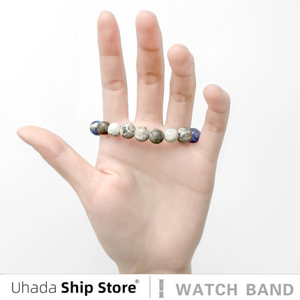 uhada适用华为手环10表带新款华为手环8表带行星蓝纹石珠子华为手环9表带男女情侣手串小众夏季腕带荣耀6pro