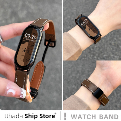 UhADa适用小米手环表带皮质磁吸