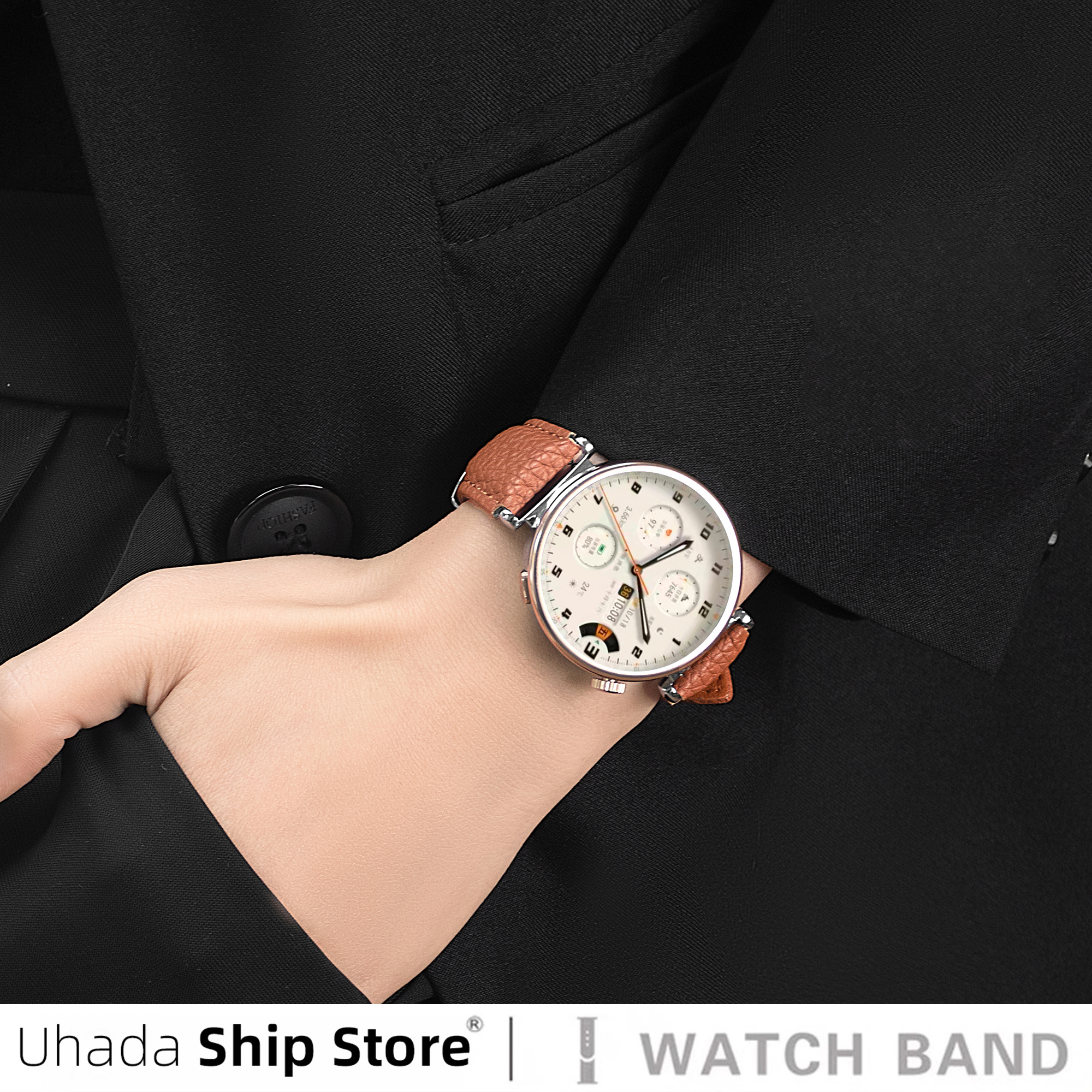 uhada荔枝纹蝴蝶扣高级gt5表带