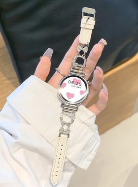 uhada适用华为GT6表带新款华为gt5表带金属闪钻kt猫拼皮gt4表带智能皮质watch4手表表带轻奢女gt2荣耀magic2