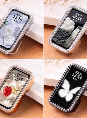 uhada适用华为10手环表带保护壳新款电镀镂空钻壳智能手表华为手环9千金感带钻保护表壳华为FIT3表带通用女款