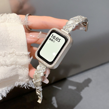 uhada适用小米手环9pro表带麦穗手镯金属腕带女生夏高级细款小米手环8pro表带创意麻花链小米手环7pro手表带