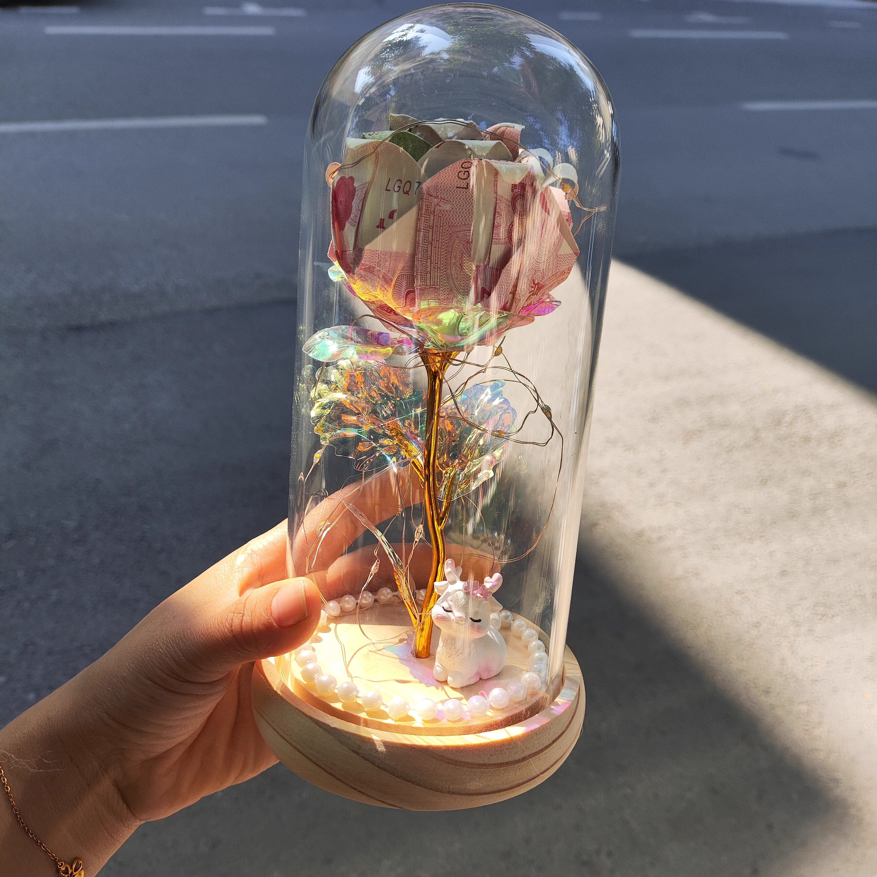 玻璃罩玫瑰花DIY材料包