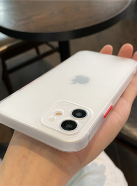 ins简约黑白色适用苹果12手机壳直边iphone11保护套16promax情侣15pro透明13撞色14镜头全包边XR手机套8plus