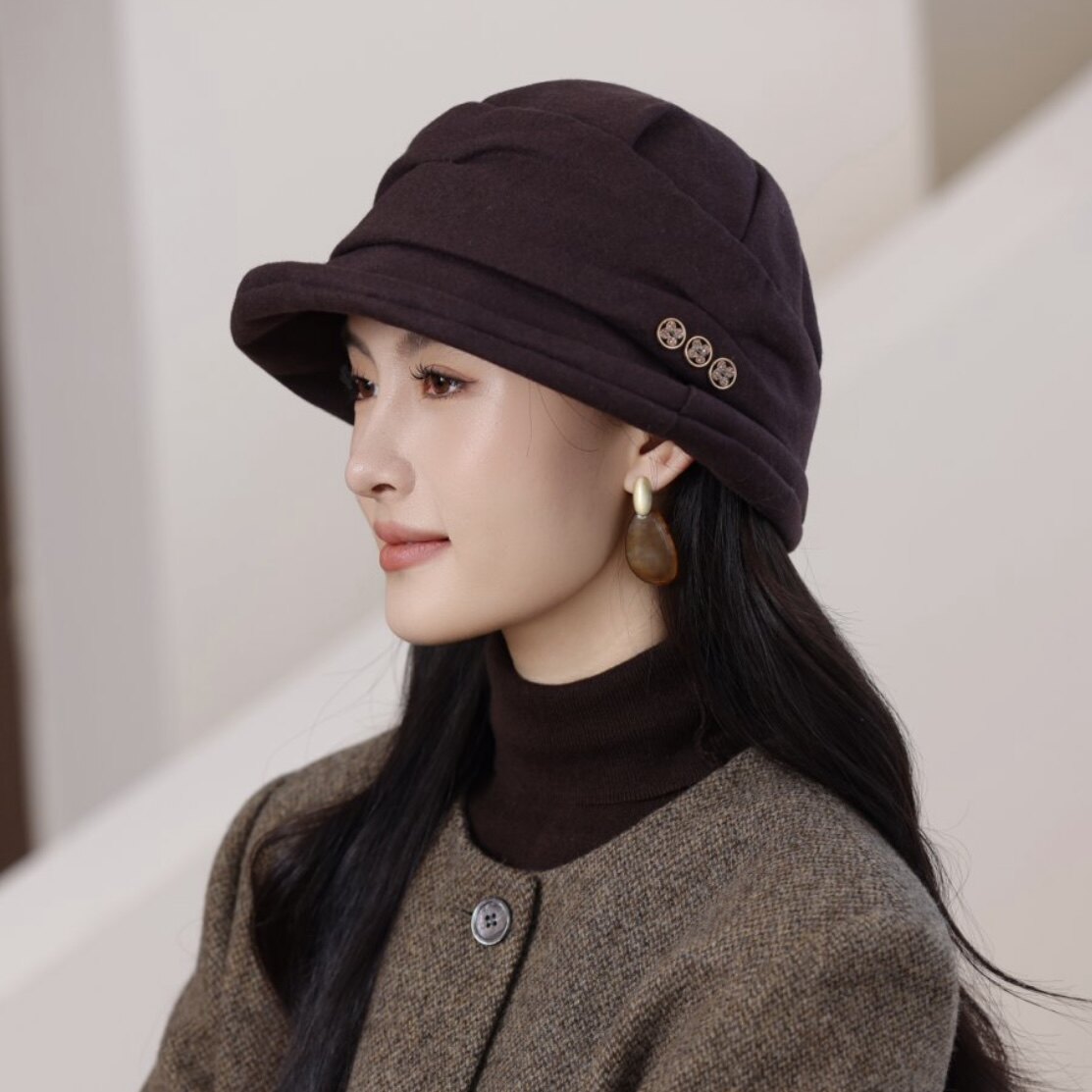 时尚百搭羊毛呢保暖渔夫帽女秋冬