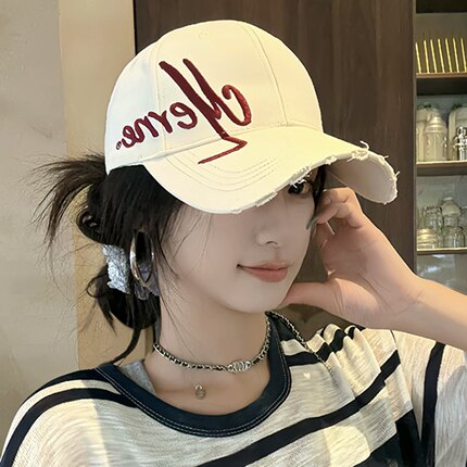 韩版百搭字母刺绣棒球帽子女春秋季休闲时尚显脸小遮阳防晒鸭舌帽