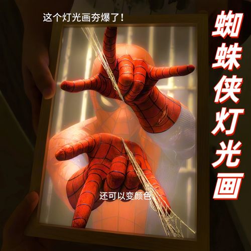 蜘蛛侠3D立体灯光画相框桌面摆件