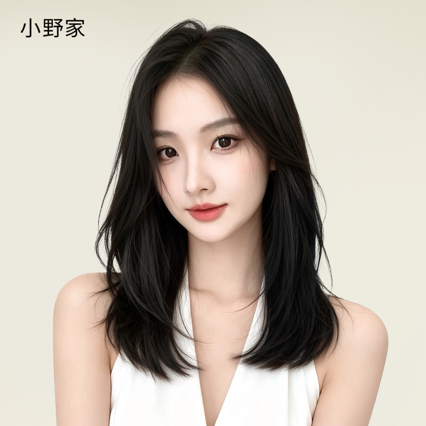 小野家液态发际线锁骨发假发