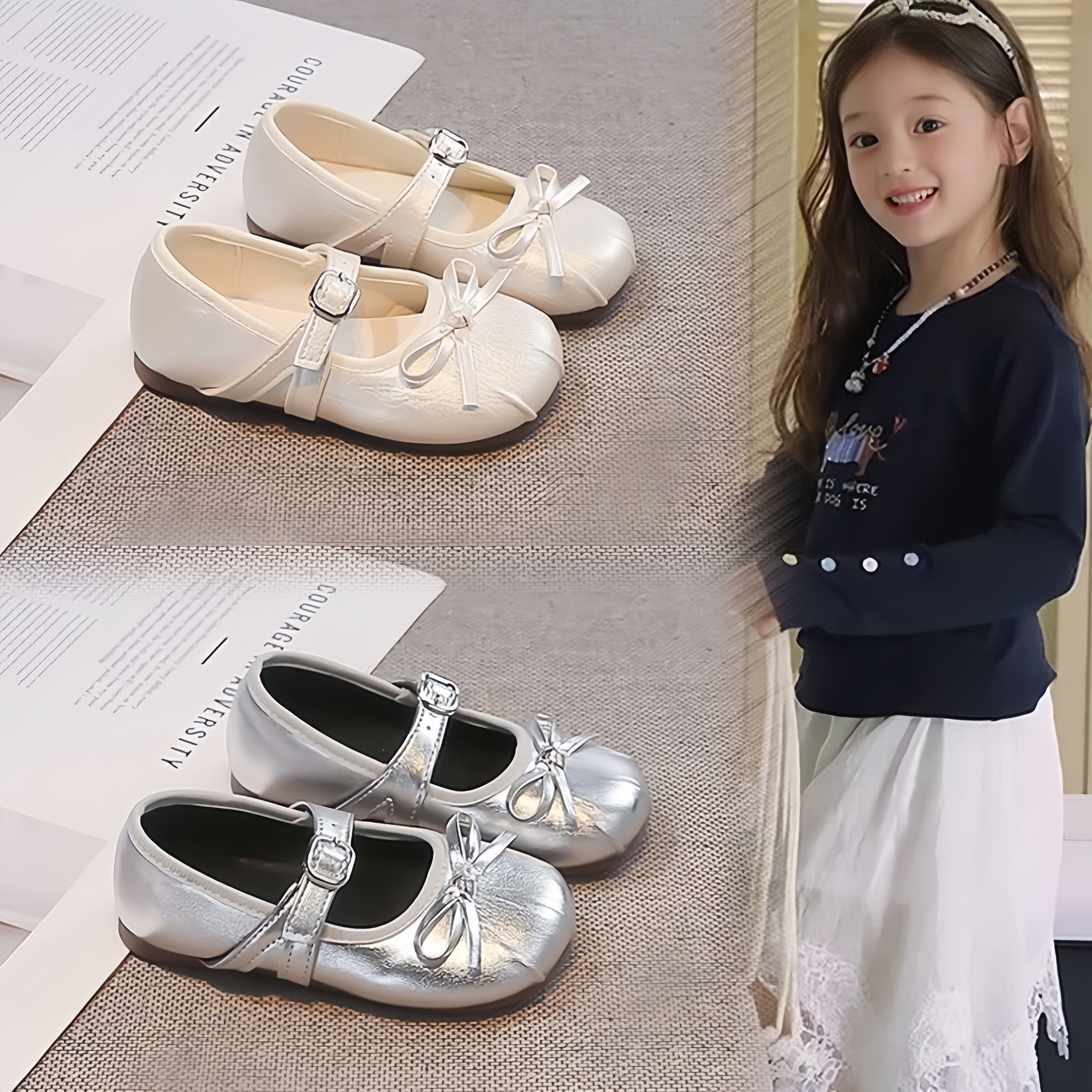 2026秋季新款皮鞋童鞋正品防滑女搭扣女童四季通用甜美镜面公主鞋