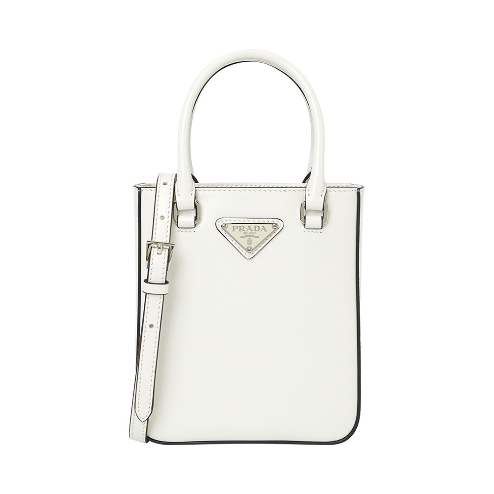 PRADA 普拉达女士亮面皮革手提单肩斜挎包托特包小号