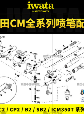 岩田IWATA 原装喷笔配件CM系列CM-CP2/B2/SB2/C2 喷嘴喷针喷帽