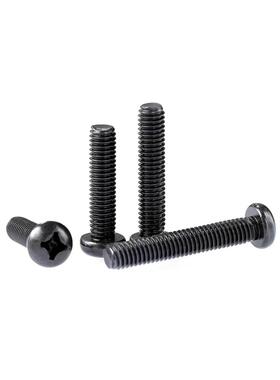 黑色304不锈钢十字小盘头螺丝钉GB823圆头机牙螺栓M2M3M4M5M6M8mm