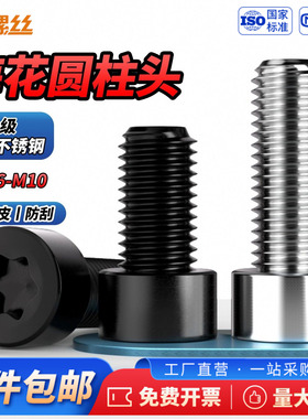 js304不锈钢12.9级圆柱头内六角梅花螺丝防盗小螺钉M2M2.5M3M4-M6