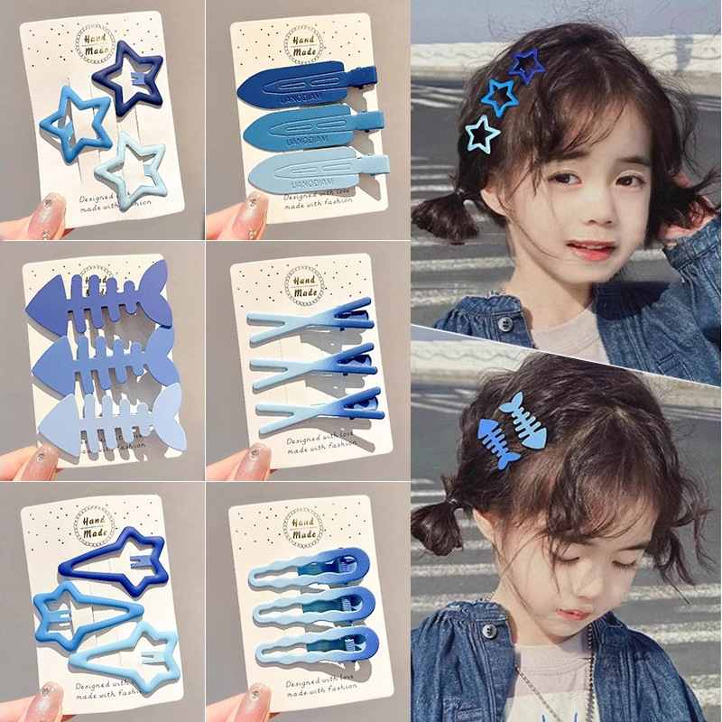 克莱因蓝星星发夹女夏季侧边刘海夹前额碎发无痕鸭嘴夹子头饰发卡