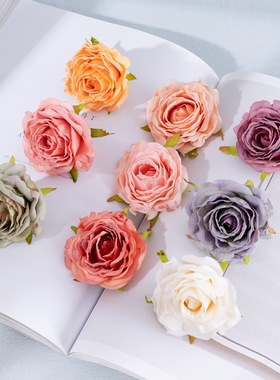 工艺品情人玫瑰花头仿真花绿植物婚庆装饰假花MW07302