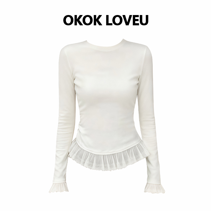 小个子米白色长袖上衣女冬季新款