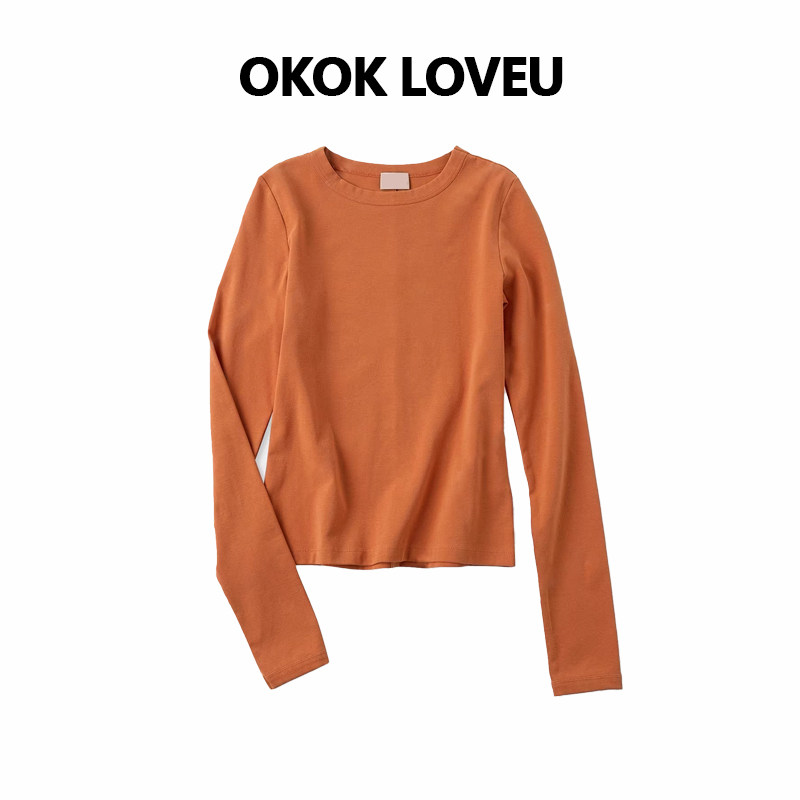 OKOKLOVEU棉质修身长袖T恤女