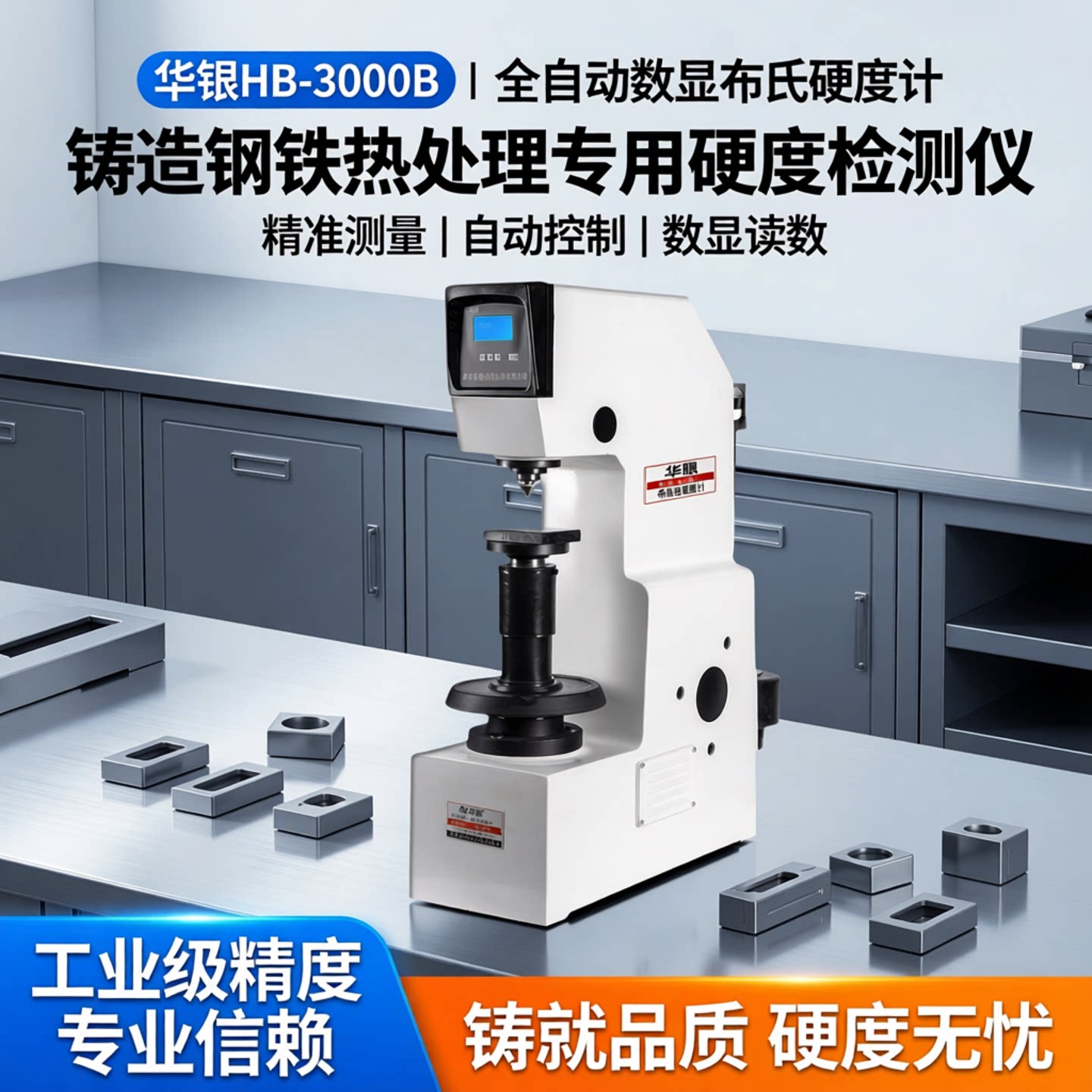 华银HB-3000B布氏硬度计铸造钢铁热处理全自动数显布氏硬度计正品