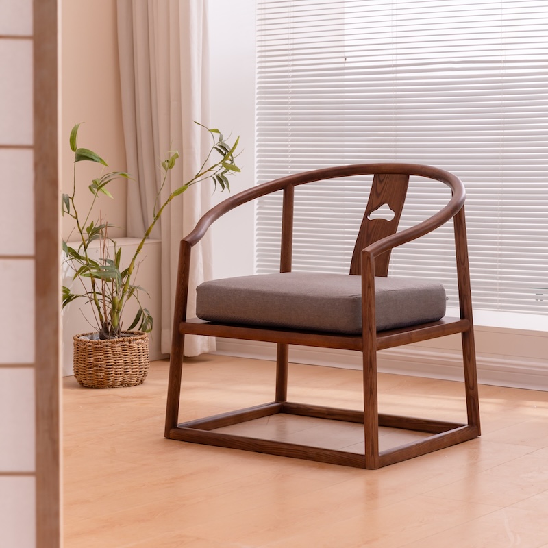 水曲柳新中式座高35cm矮茶椅免装