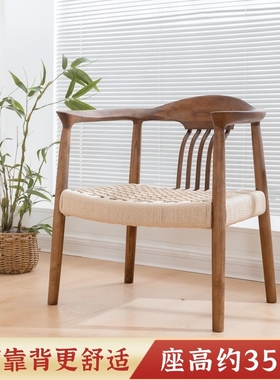 35cm喝茶藤编矮椅子靠背椅阳台休闲实木茶椅矮脚椅矮沙发椅小椅子