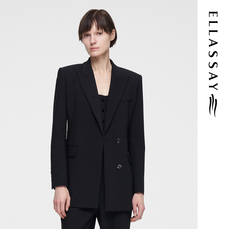 歌力思高定剪裁绵羊毛西装