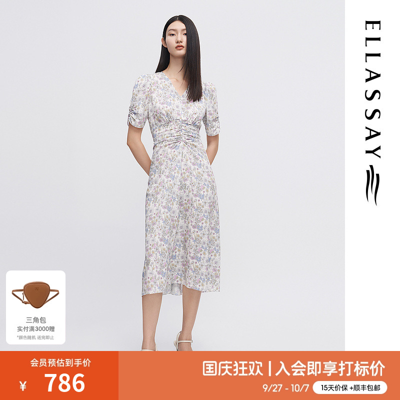 立体捏褶 法式碎花