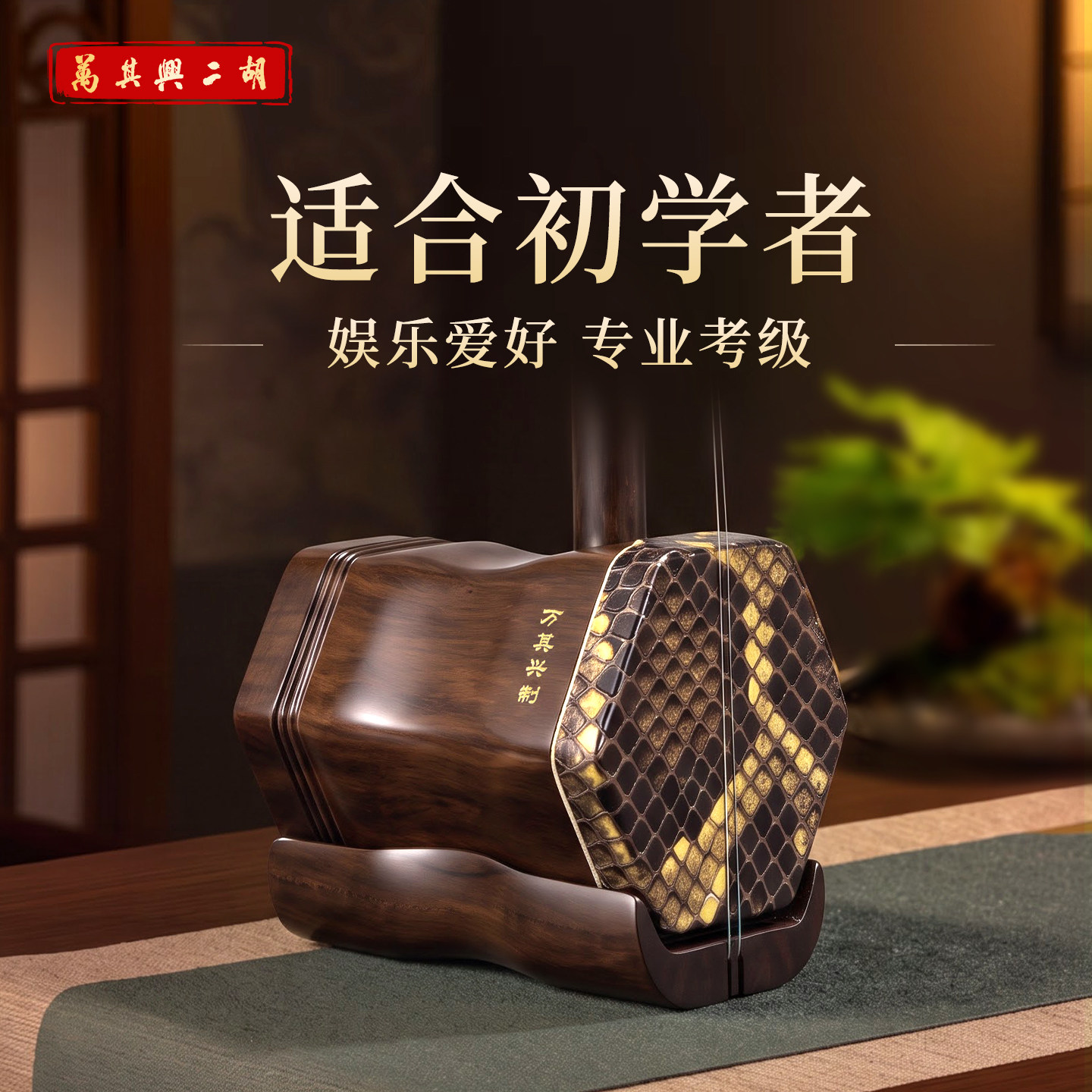 万其兴二胡乐器旗舰店正品老红木初学者老年人入门考级专业小学生