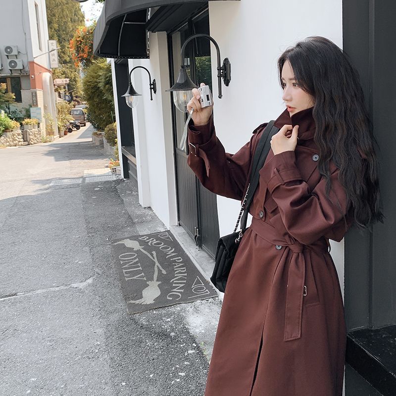 安可拉红色风衣外套女春