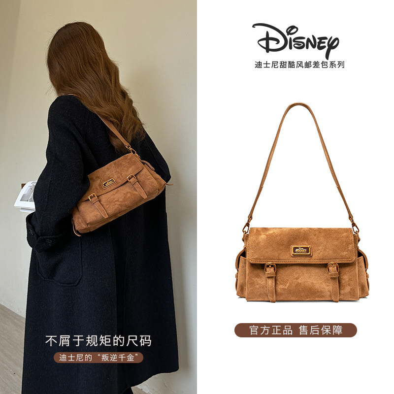 迪士尼新款秋冬绒面感腋下包