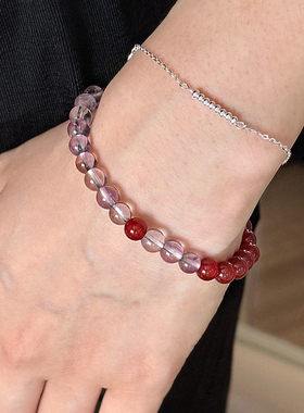 新中式巴西紫水晶红玛瑙手链