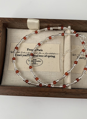 S925纯银竹节红玛瑙手链