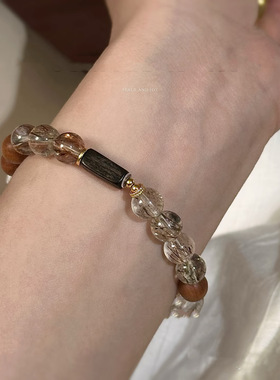 天然透体黑金超七沉香木手链