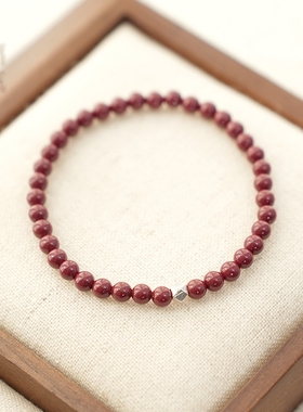 朱砂手串925银切面转运珠