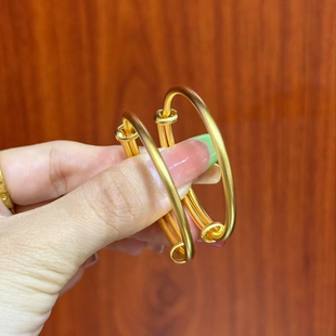 光面儿童手镯婴儿推拉沙金镯子宝宝礼物可调节小孩素圈假黄金