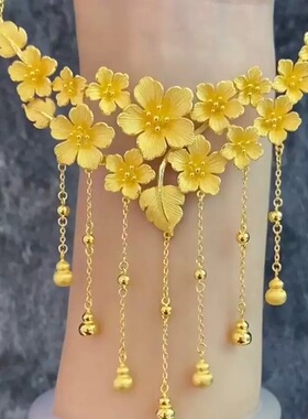 繁花似锦葫芦项链仿真黄金沙金