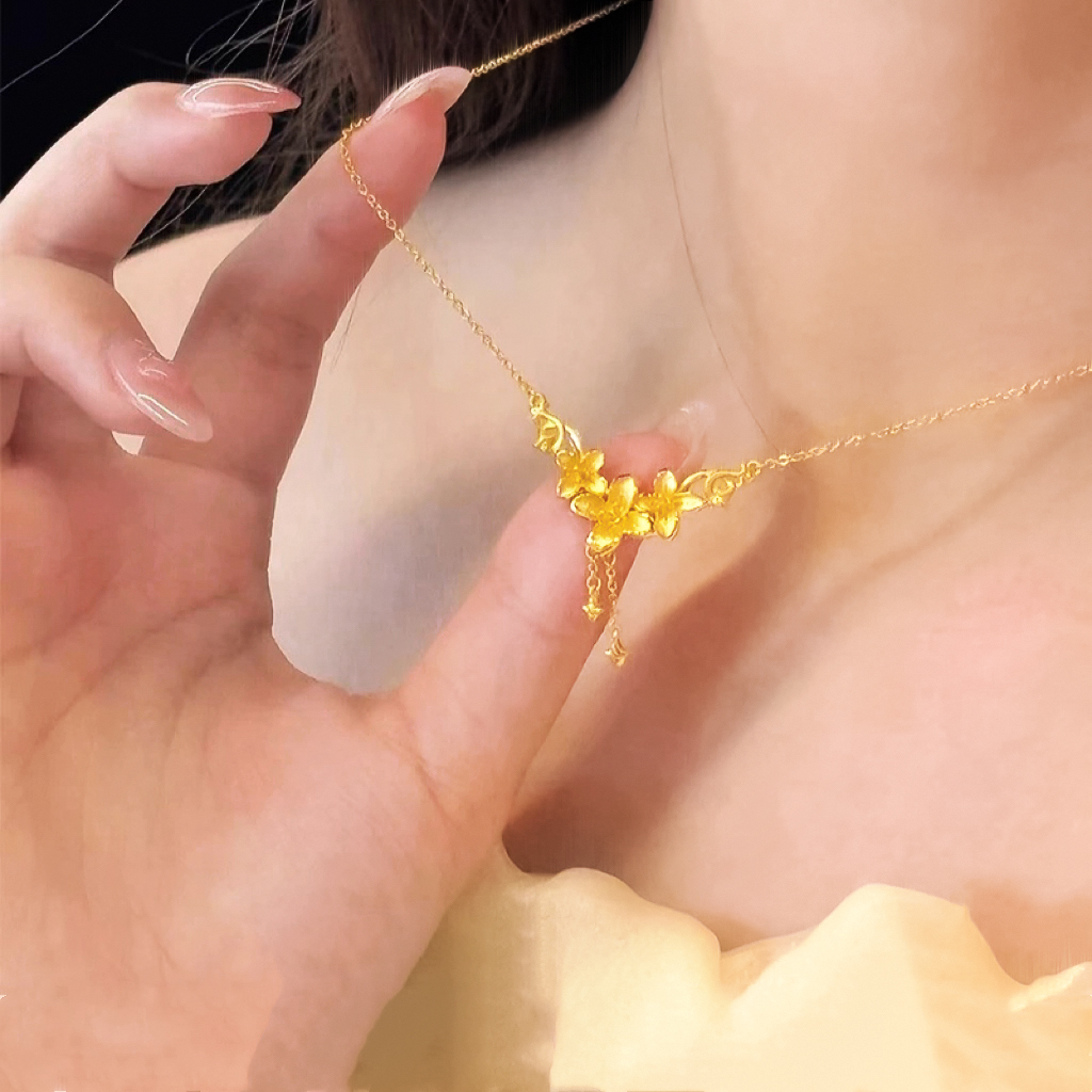 丁香花项链女越南沙金黄金色项链