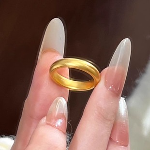 经典泥鳅背素圈戒指女指环极简女士仿真黄金饰品日常百搭金店同款