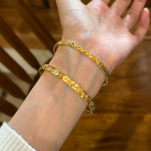 时尚碎碎冰吉言沙金手镯仿真黄金色古法金店同款母亲节礼物送妈妈