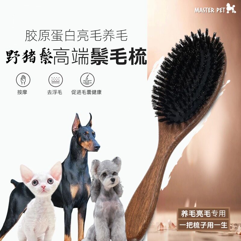 SHMM宠物短毛猫西高地约克夏野猪鬃毛梳狗去浮毛亮毛梳子梗犬柯基