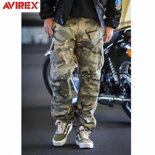 AVIREX迷彩伞兵裤男四季防摔耐磨军绿美式复古宽松多口袋骑行长裤