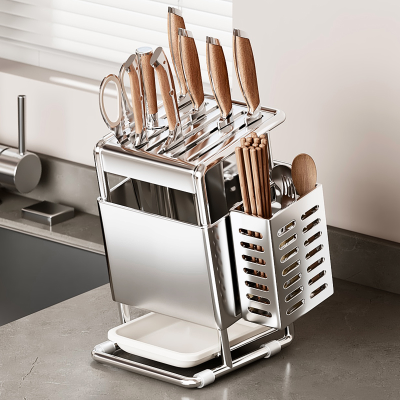 2025新款【不锈钢】厨房刀架