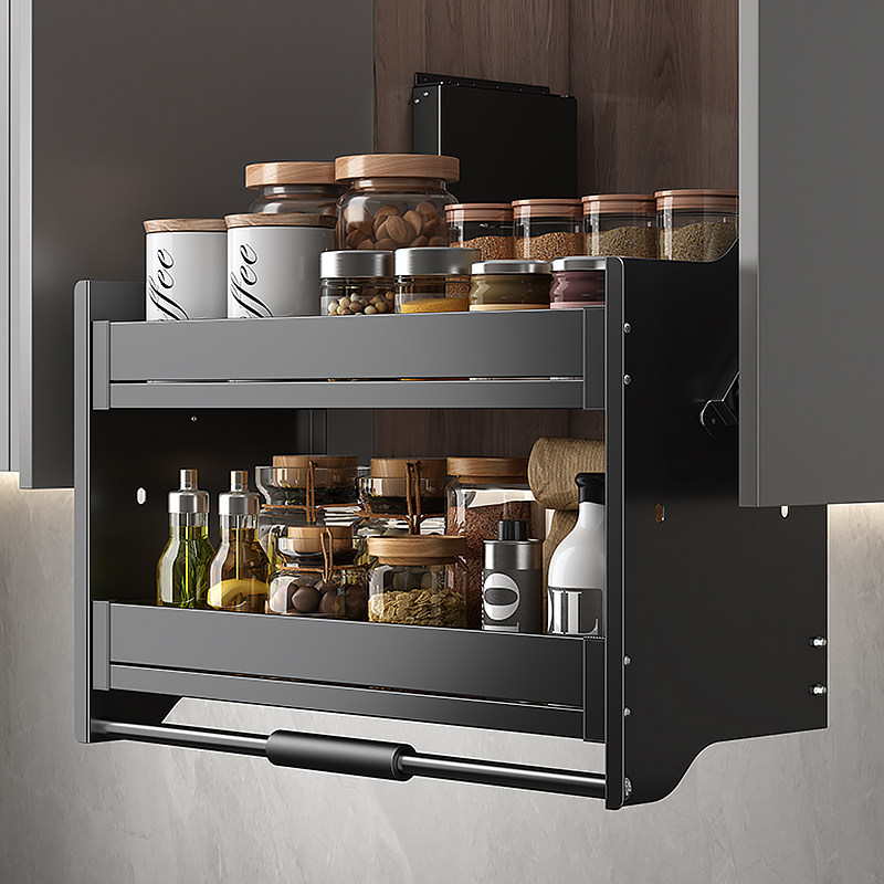 居密码厨房吊柜升降拉篮下拉式阻尼缓冲置物架双层调味篮橱柜收纳,家装主材,拉篮,淘宝优惠券,粉丝福利购,淘宝优惠卷