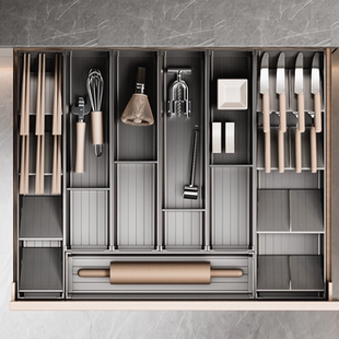 定制橱柜内抽屉里收纳分隔装 收纳盒厨房铲子收纳神器 放筷子勺子