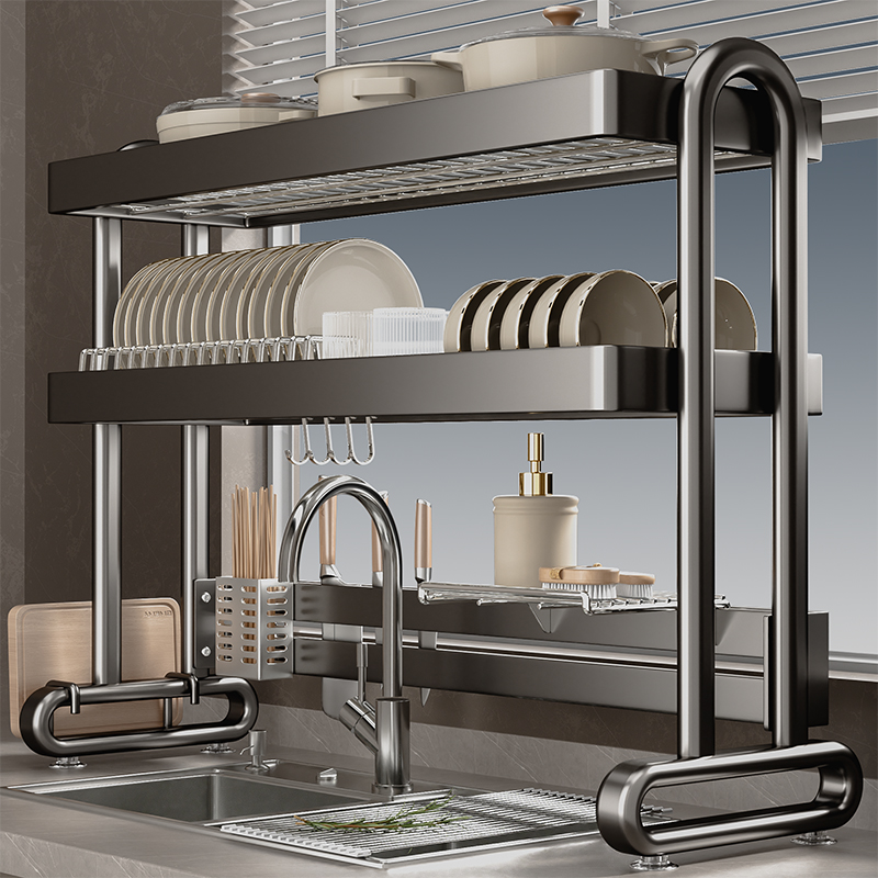 厨房水槽置物架多功能洗碗池水槽沥水架碗碟架洗碗槽水池上方架子