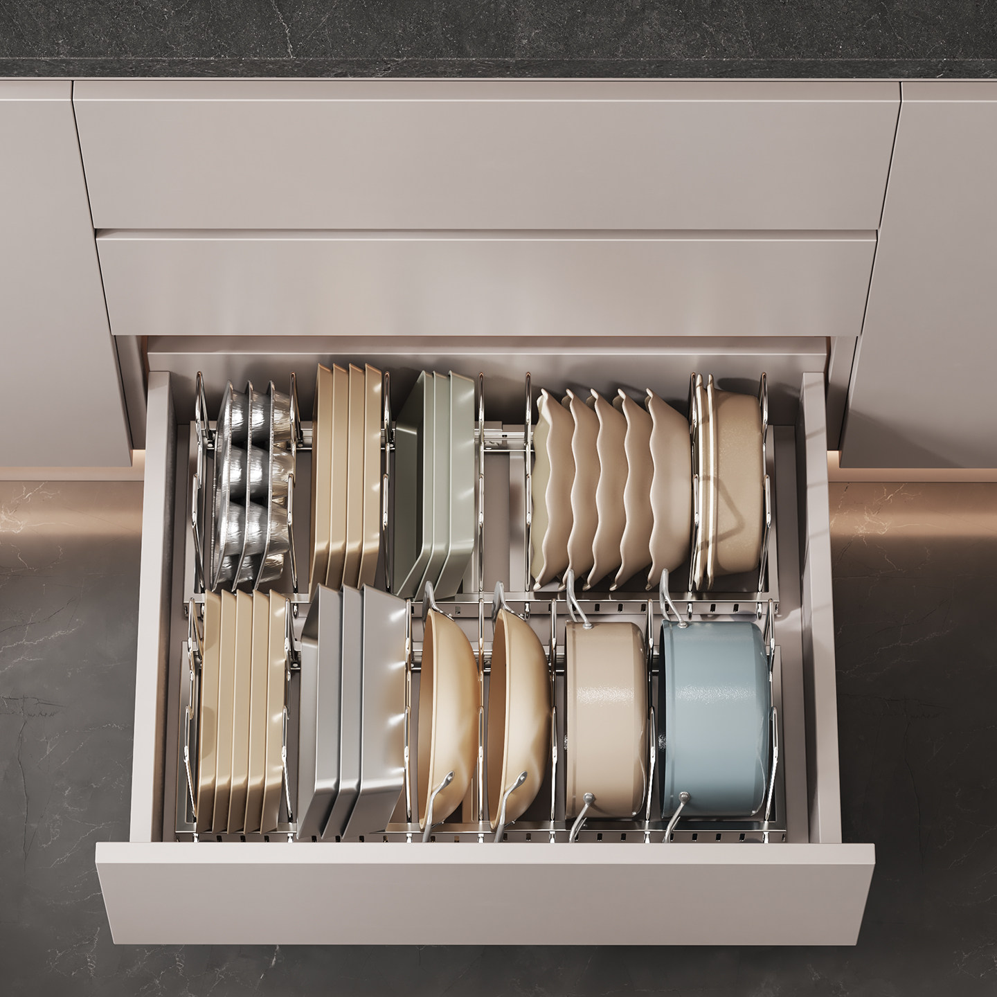 不锈钢锅具收纳架可伸缩碗碟置物架台面橱柜内抽屉内置伸缩架子,厨房/烹饪用具,厨房抽屉置物架,淘宝优惠券,粉丝福利购,淘宝优惠卷