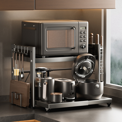 【可伸缩】厨房台面微波炉置物架